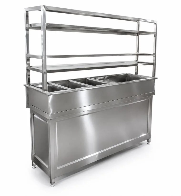 SS Cabinet with 2 Overhead Shelves - Modern Kitchen Equipments Balkampet