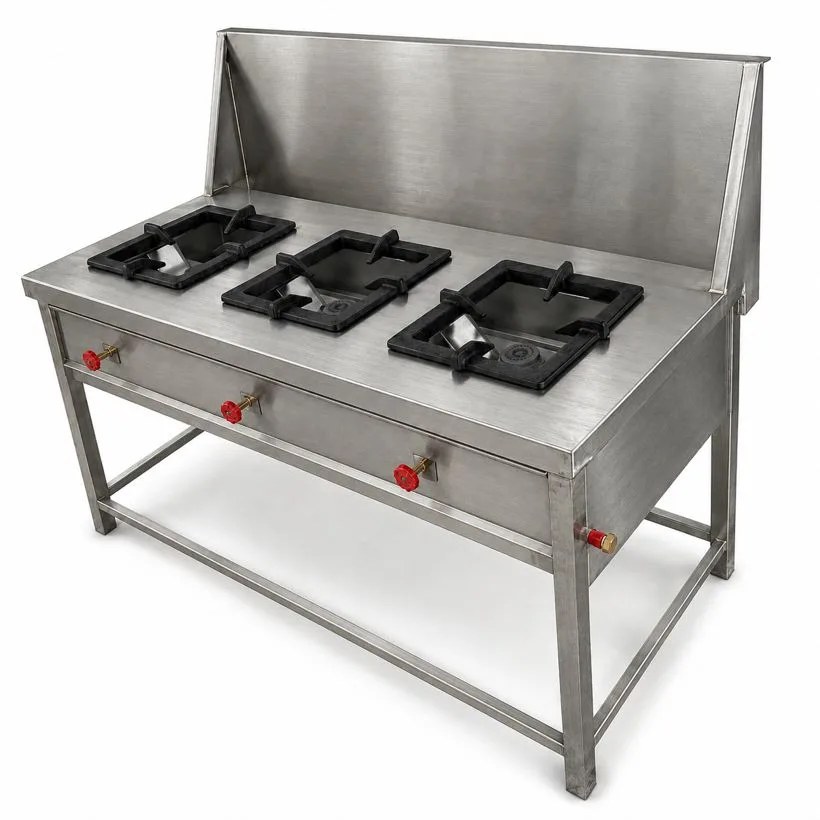 Three Burner Range – Square Grid - Modern Kitchen Equipments Balkampet